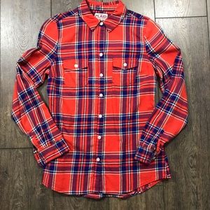 {Old Navy} Orange &Blue Plaid Shirt Denver Broncos